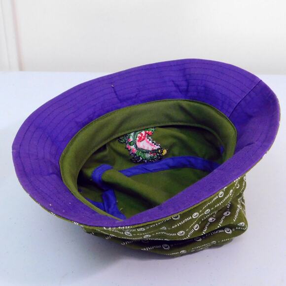 Monster dot com All Over Print Bucket Hat OSFA Green Embroidered Promo - Picture 8 of 8